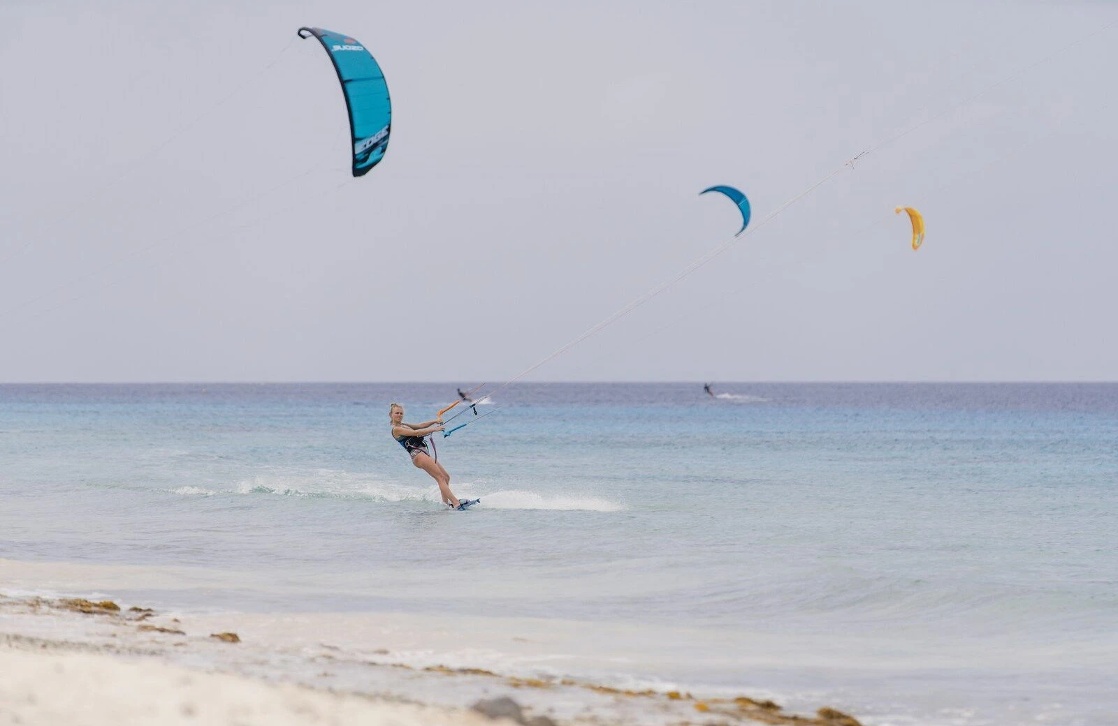 Surfen op de zee in bonaire