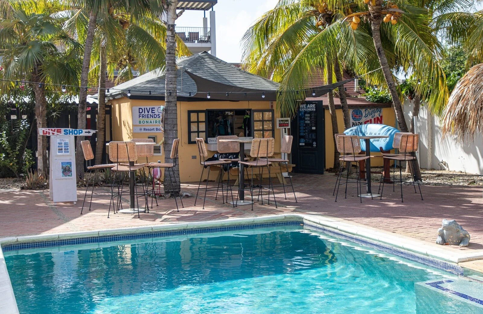 Zwembad bij duikschool bonaire